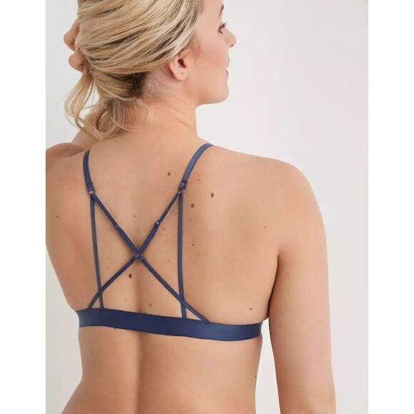 Aerie blue mesh ruffle strappy triangle bralette M, NWOT - Picture 6 of 6
